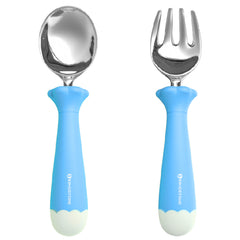 KINGSTONE Toddler Utensils with Case, Kids Silverware Set with Silicone Handles, 18/10 Stainless Steel Children Safe Forks and Spoons, Travel Carrying Cases BPA Free, Dishwasher Safe