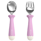 KINGSTONE Toddler Utensils with Case, Kids Silverware Set with Silicone Handles, 18/10 Stainless Steel Children Safe Forks and Spoons, Travel Carrying Cases BPA Free, Dishwasher Safe