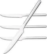 KINGSTONE Sharp Steak Knives, German Stainless Steel Steak Knife Set with Full-Serrated Blade, 9.4-Inch Sleek Design Table Knives, Mirror Polished