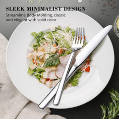 KINGSTONE Silverware Set, Flatware Set for 8, 18/10 Stainless Steel Cutlery Set Mirror Polished Modern Design Dishwasher Safe, Matte Silver