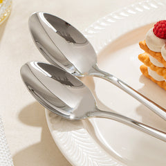 KINGSTONE 8-Inch Silverware Set, 4-24 Pieces Dinner Spoons for Home Daily Use