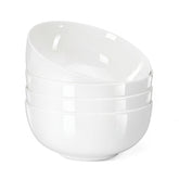 KINGSTONE Bone China Soup/Cereal Bowls, 25 oz Pure White, for Salad Dessert Pasta Cereal Soup Rice Oatmeal, Microwave & Dishwasher Safe