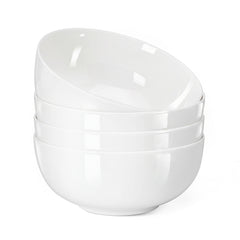 KINGSTONE Bone China Soup/Cereal Bowls, 25 oz Pure White, for Salad Dessert Pasta Cereal Soup Rice Oatmeal, Microwave & Dishwasher Safe