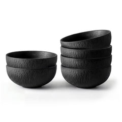 KINGSTONE Black Bowls Set, 20.4 OZ Matte Marble Pattern Premium Porcelain Soup Bowls, Ceramic Cereal Bowl Set for Salad, Dessert, Pasta, Microwave and Dishwasher Safe