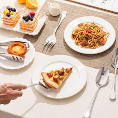 KINGSTONE Teardrop Serving Utensils Set, 18/10 Stainless Steel Serving Utensils, Slotted Spoons, Forks, Tongs, Cake Server, Butter Knife for Buffet, Catering, Wedding, Party