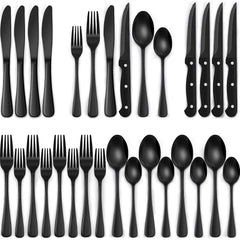 KINGSTONE 24-Piece Silverware Set for 4, 304 Stainless Steel Flatware with Steak Knives