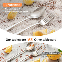 KINGSTONE 8-Inch Silverware Set, 4-24 Pieces Dinner Spoons for Home Daily Use