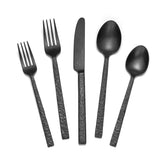 KINGSTONE 20 Pcs Black Hammered Silverware Set for 4, 18/10 Stainless Steel Heavy Duty Flatware Set, Tableware Cutlery Utensil Sets for Home Restaurant Dishwasher Safe