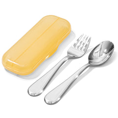 KINGSTONE Toddler Utensils Set, Forks and Spoons, 18/10 Stainless Steel Kids Silverware for Self-Feeding Training, Food-Grade Flatware Set for Traveling, Dishwasher Safe