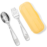 KINGSTONE Toddler Utensils Set with Case, 18/10 Stainless Steel Kids Silverware, Cute Construction Vehicle Design, Food-Grade Baby Spoons Self Feeding, Dishwasher Safe