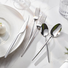 KINGSTONE Silverware Set, Flatware Set Cutlery Set Premium 18/10 Stainless Steel, Tableware Include Forks Knives Spoons for Home Kitchen Restaurant Wedding, Dishwasher Safe