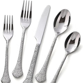 KINGSTONE Premium Silverware Sets, 18/10 Stainless Steel Flatware Set,20-Piece Cutlery with Tin Flow Handles, Dishwasher Safe (20-Piece)