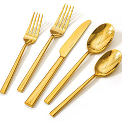 KINGSTONE Silverware Set, Forged Novelty Flatware Cutlery Utensil Set Premium Stainless Steel for Kitchen, Home, Wedding, Party, Mirror Polished and Dishwasher Safe