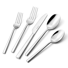 KINGSTONE Silverware Set, Forged Novelty Flatware Cutlery Utensil Set Premium Stainless Steel for Kitchen, Home, Wedding, Party, Mirror Polished and Dishwasher Safe