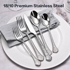 KINGSTONE Premium Silverware Sets, 18/10 Stainless Steel Flatware Set,20-Piece Cutlery with Tin Flow Handles, Dishwasher Safe (20-Piece)
