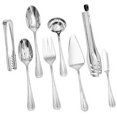 KINGSTONE Teardrop Serving Utensils Set, 18/10 Stainless Steel Serving Utensils, Slotted Spoons, Forks, Tongs, Cake Server, Butter Knife for Buffet, Catering, Wedding, Party