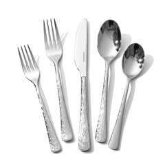 KINGSTONE Hammered Silverware Set, Flatware Set, 18/10 Stainless Steel Premium Cutlery with Unique Ripple Handles Design Mirror Polished - Dishwasher Safe (20-Piece)