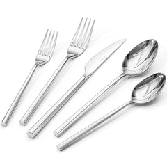 KINGSTONE Silverware Set, 18/10 Stainless Steel Flatware Cutlery Set with Hexagon Handle, for Hotel, Home, Party, Wedding Gift, Mirror Polish and Dishwasher Safe