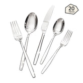 KINGSTONE Silverware , 18/10 Stainless Steel Flatware Set, Cutlery Utensil Set, Mirror Polished, Dishwasher Safe, Silver