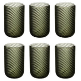 KINGSTONE 6-Pack Ribbed Glass Tumblers, Lead-Free Drinking Glasses Set for Kitchen & Bar, 12 Oz Elegant Spiral Design