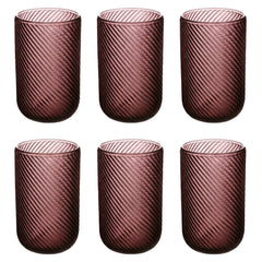 KINGSTONE 6-Pack Ribbed Glass Tumblers, Lead-Free Drinking Glasses Set for Kitchen & Bar, 12 Oz Elegant Spiral Design