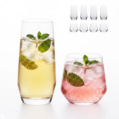 KINGSTONE Tumbler and Rocks Glasses Set of 16, Everyday Drinking Glasses Set, Dishwasher Safe Glassware