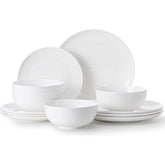 KINGSTONE Bone China Dinnerware Sets, 12-Piece Dinnerware Set for 4, Lightweight Durable, Dishwasher Safe, Tableware for Daily Use with Elegant Design