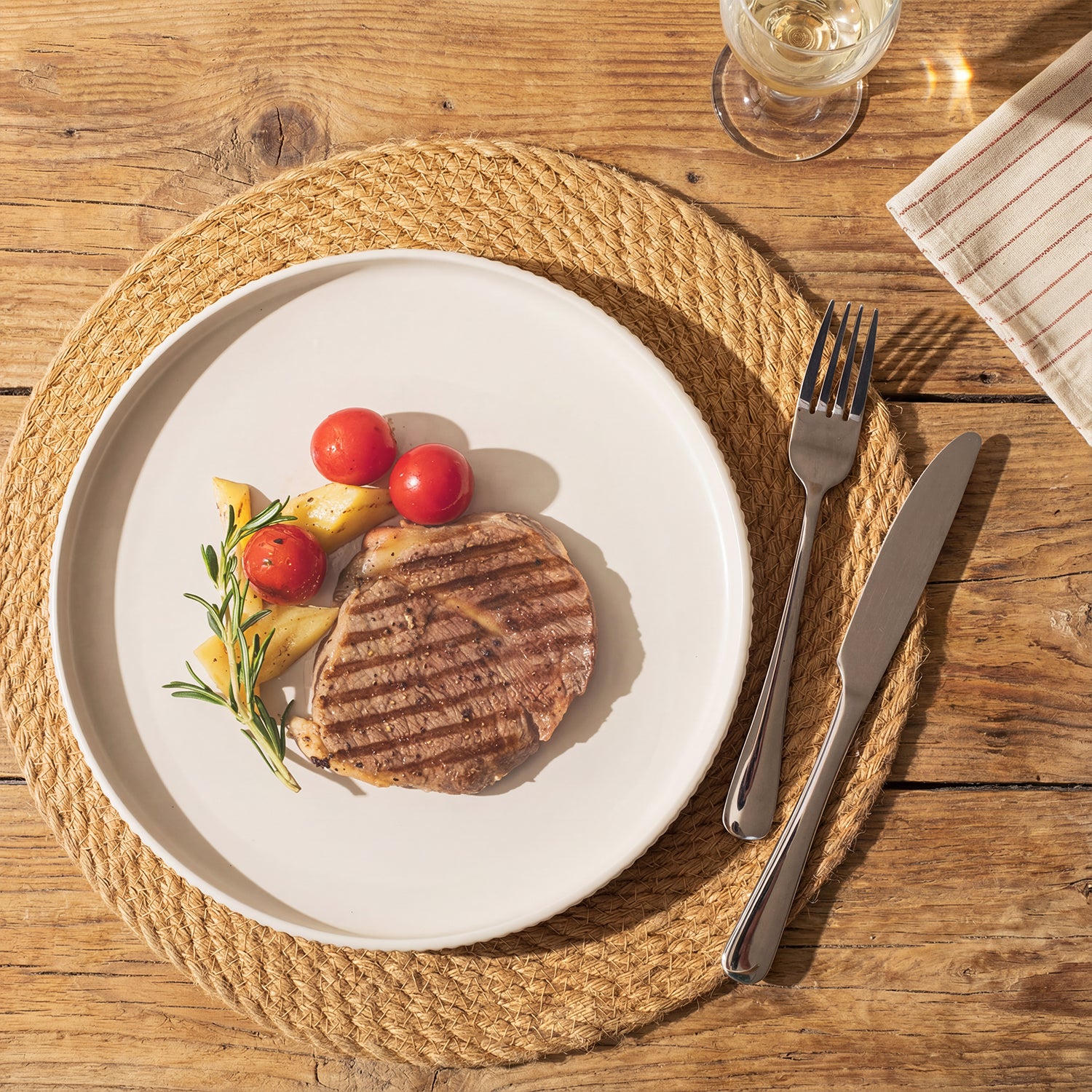 KINGSTONE 12-Piece Ceramic Dinnerware Set for 4, Beige Ribbed Plates and Bowls Sets, Microwave & Dishwasher Safe