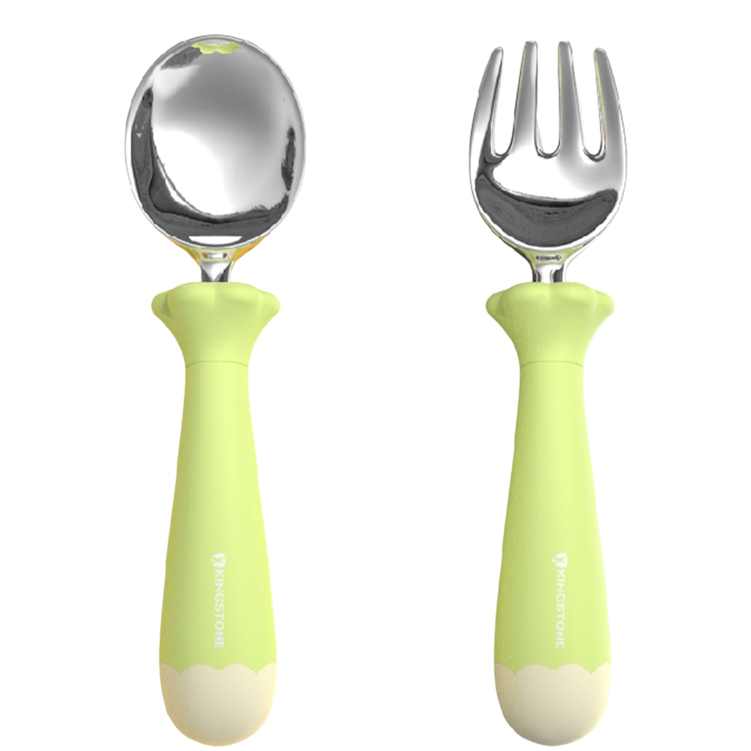 KINGSTONE Toddler Utensils with Case, Kids Silverware Set with Silicone Handles, 18/10 Stainless Steel Children Safe Forks and Spoons, Travel Carrying Cases BPA Free, Dishwasher Safe