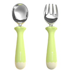 KINGSTONE Toddler Utensils with Case, Kids Silverware Set with Silicone Handles, 18/10 Stainless Steel Children Safe Forks and Spoons, Travel Carrying Cases BPA Free, Dishwasher Safe