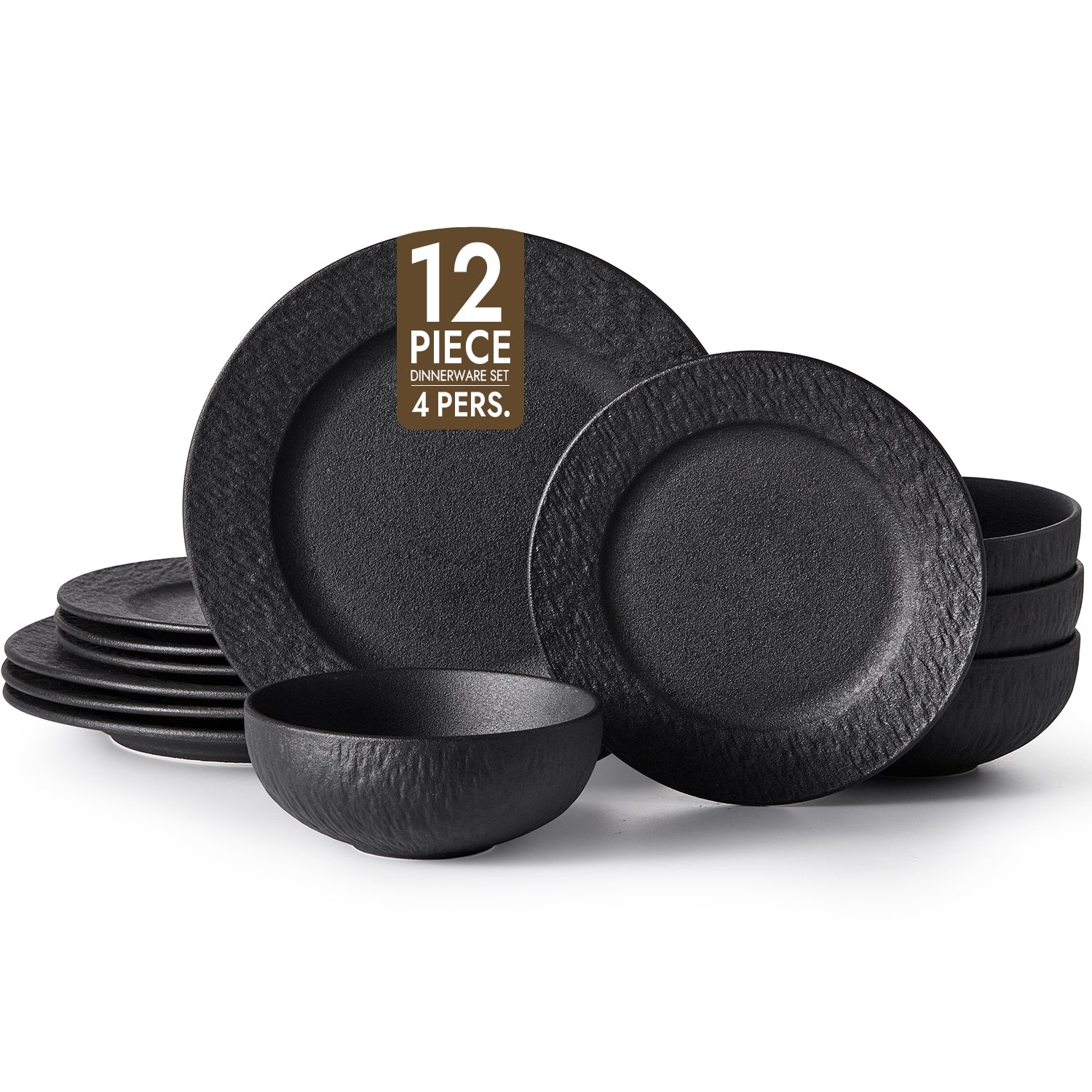 KINGSTONE Stoneware Dinnerware Sets, Matte Marble Pattern Premium Porcelain dishes set, Plates and Bowls Sets, Place Setting with Dinner Plate, Salad Plate, Pasta Bowl