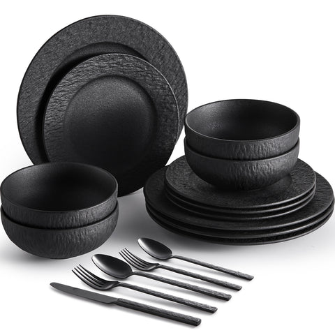 Obsidian 32 Piece Dinnerware Set (With Flatware)