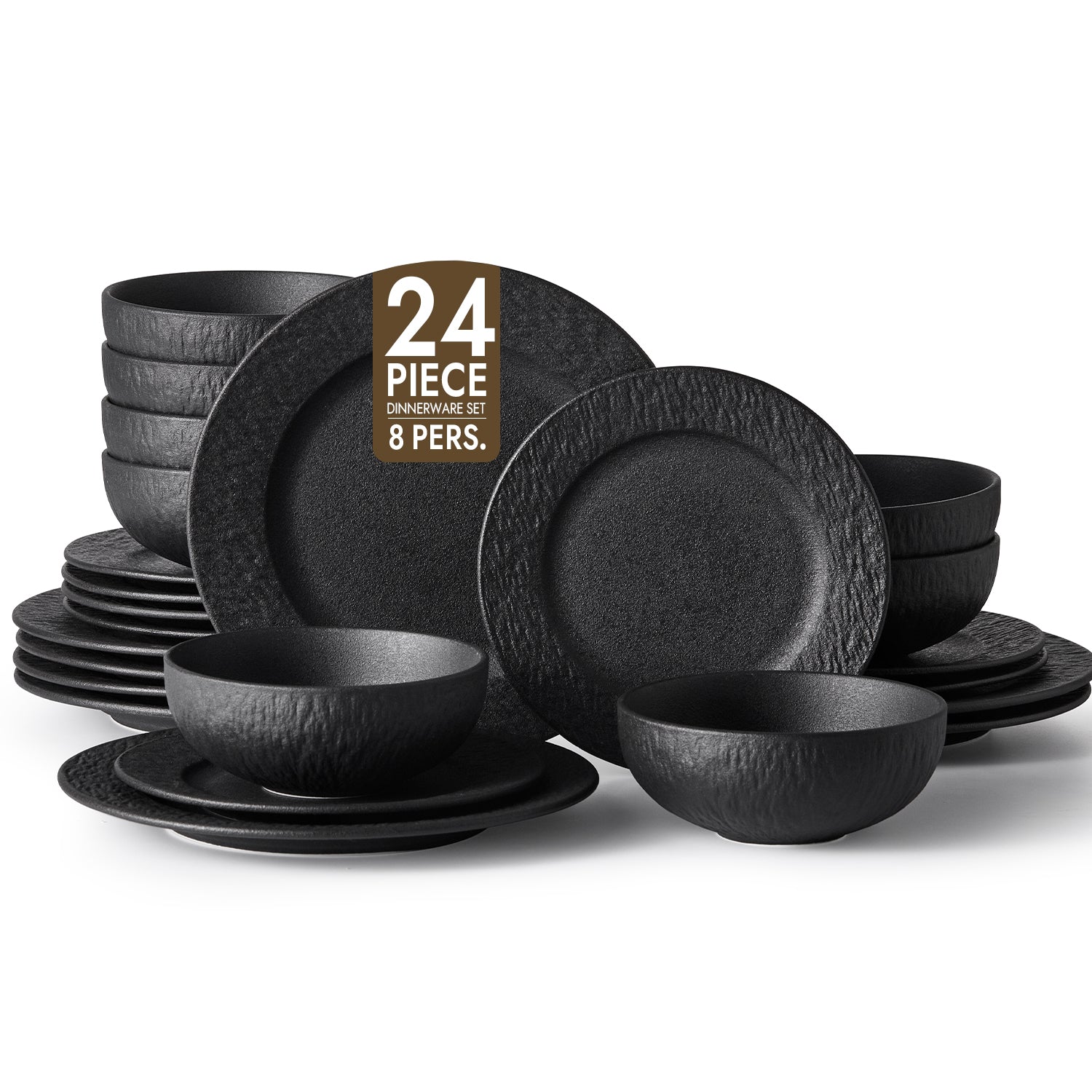 KINGSTONE Stoneware Dinnerware Sets, Matte Marble Pattern Premium Porcelain dishes set, Plates and Bowls Sets, Place Setting with Dinner Plate, Salad Plate, Pasta Bowl