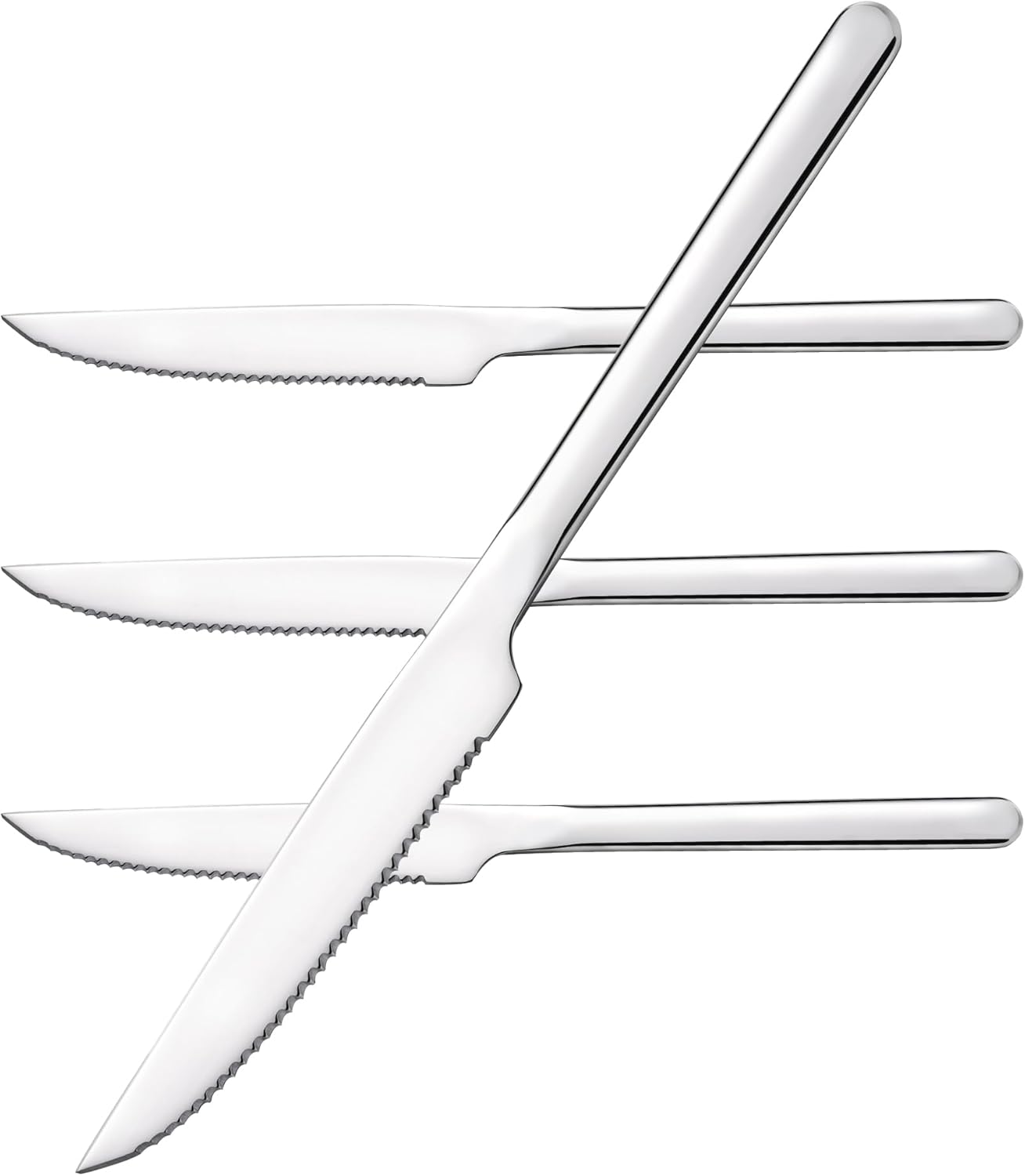 KINGSTONE Sharp Steak Knives, German Stainless Steel Steak Knife Set with Full-Serrated Blade, 9.4-Inch Sleek Design Table Knives, Mirror Polished