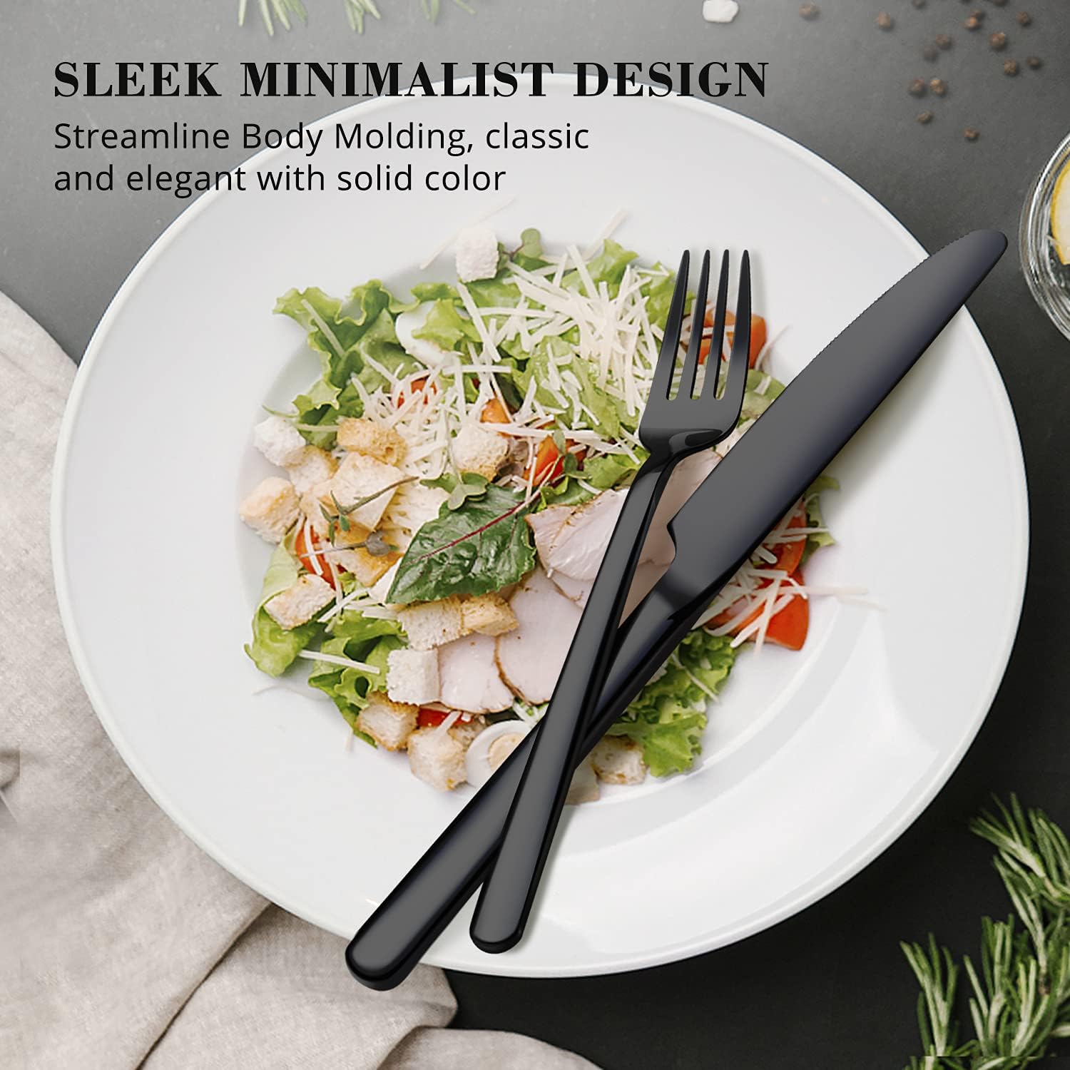 KINGSTONE Silverware Set, Flatware Set for 8, 18/10 Stainless Steel Cutlery Set Mirror Polished Modern Design Dishwasher Safe, Matte Silver
