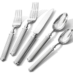KINGSTONE Retro Rope-Pattern Silverware Set, Flatware Set Cutlery Set Forged with Handcrafted Texture Handles 18/10 Stainless Steel, Dishwasher Safe