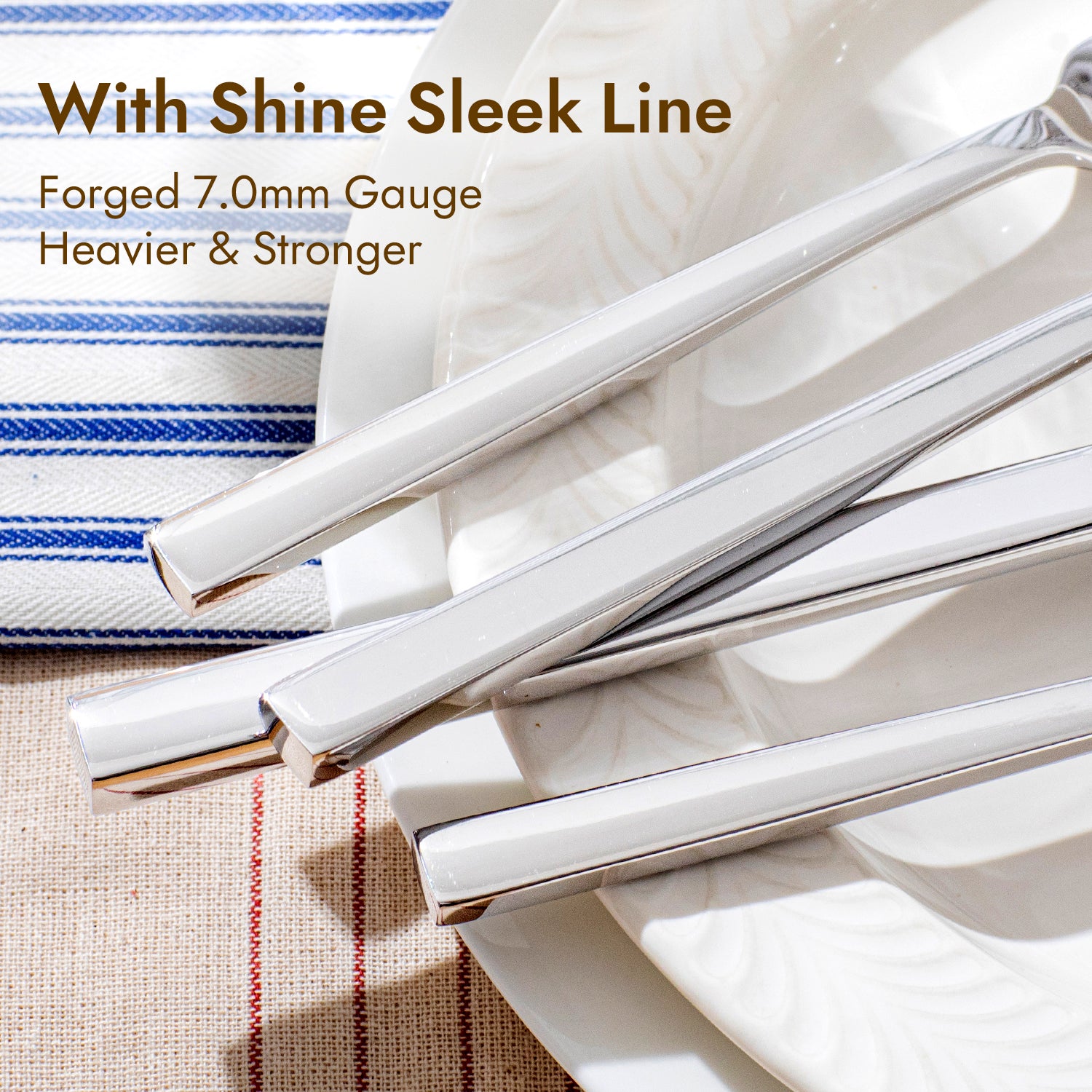 KINGSTONE Silverware Set, Flatware Cutlery Set Premium Stainless Steel, for Kitchen, Home, Wedding, Party, Mirror Polished and Dishwasher Safe