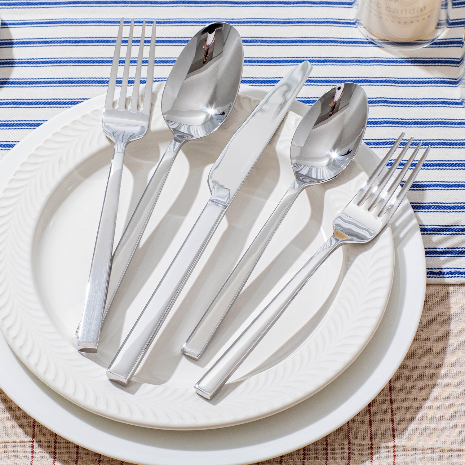 KINGSTONE Silverware Set, Flatware Cutlery Set Premium Stainless Steel, for Kitchen, Home, Wedding, Party, Mirror Polished and Dishwasher Safe