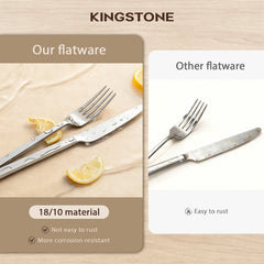 KINGSTONE Silverware Set, Flatware Cutlery Set Premium Stainless Steel, for Kitchen, Home, Wedding, Party, Mirror Polished and Dishwasher Safe