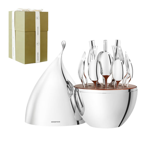 20 Piece Classic Silverware Set with Droplet Storage Organizer