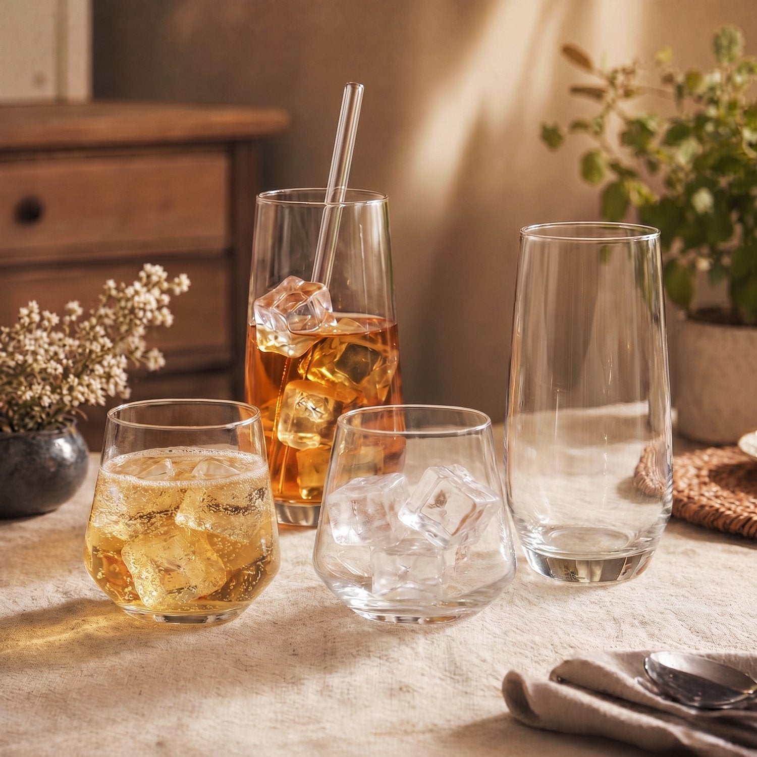 KINGSTONE Tumbler and Rocks Glasses Set of 16, Everyday Drinking Glasses Set, Dishwasher Safe Glassware