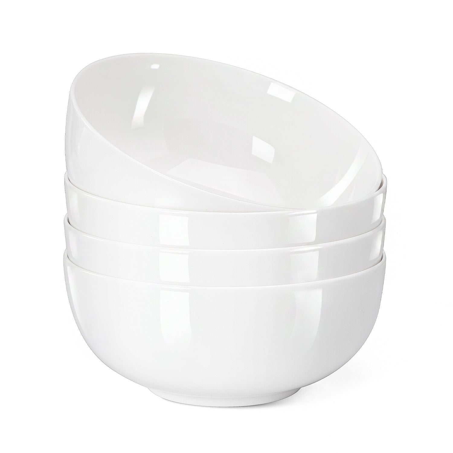KINGSTONE Bone China Soup/Cereal Bowls, 25 oz Pure White, for Salad Dessert Pasta Cereal Soup Rice Oatmeal, Microwave & Dishwasher Safe