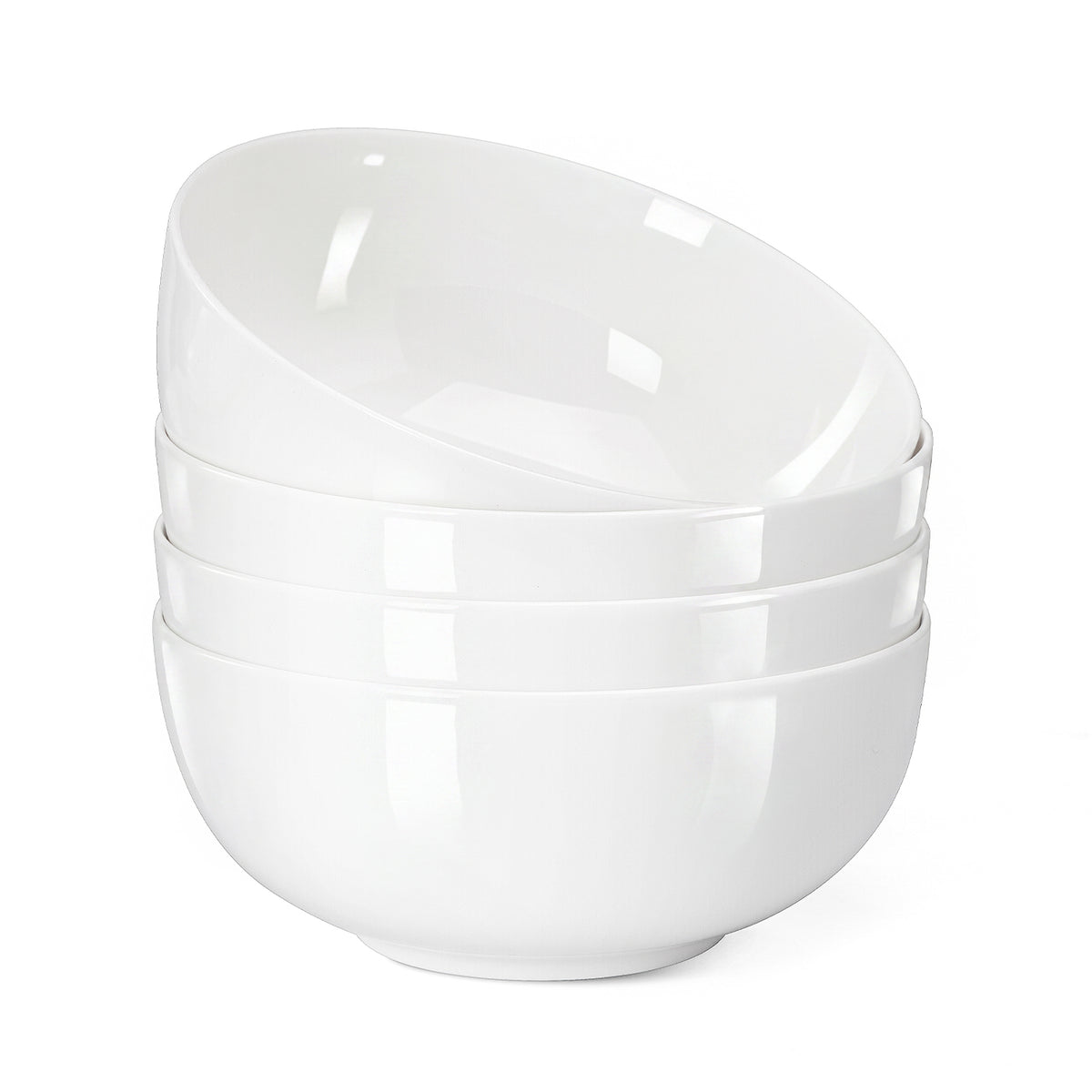 KINGSTONE Bone China Soup/Cereal Bowls, 25 oz Pure White, for Salad Dessert Pasta Cereal Soup Rice Oatmeal, Microwave & Dishwasher Safe