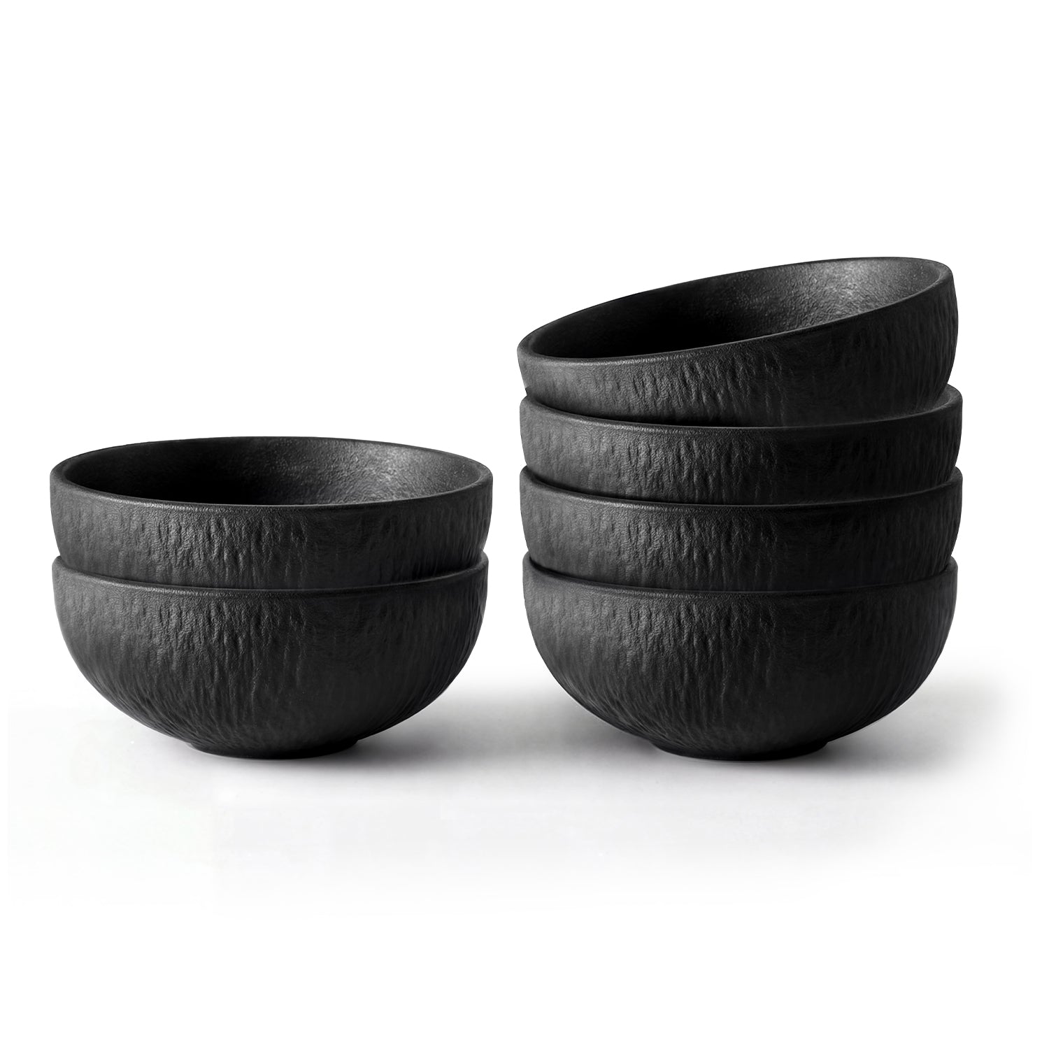 KINGSTONE Black Bowls Set, 20.4 OZ Matte Marble Pattern Premium Porcelain Soup Bowls, Ceramic Cereal Bowl Set for Salad, Dessert, Pasta, Microwave and Dishwasher Safe