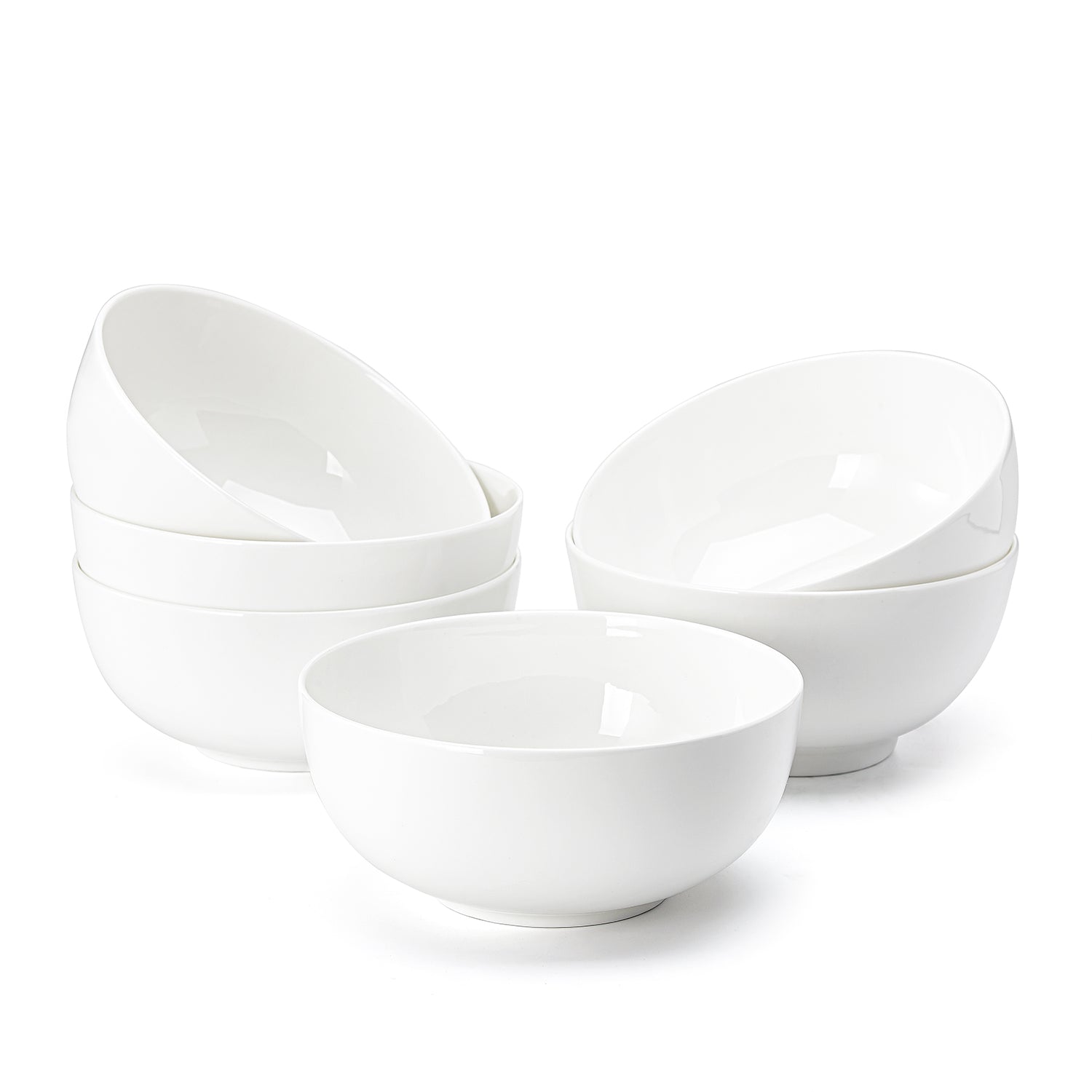 KINGSTONE Bone China Soup/Cereal Bowls, 25 oz Pure White, for Salad Dessert Pasta Cereal Soup Rice Oatmeal, Microwave & Dishwasher Safe
