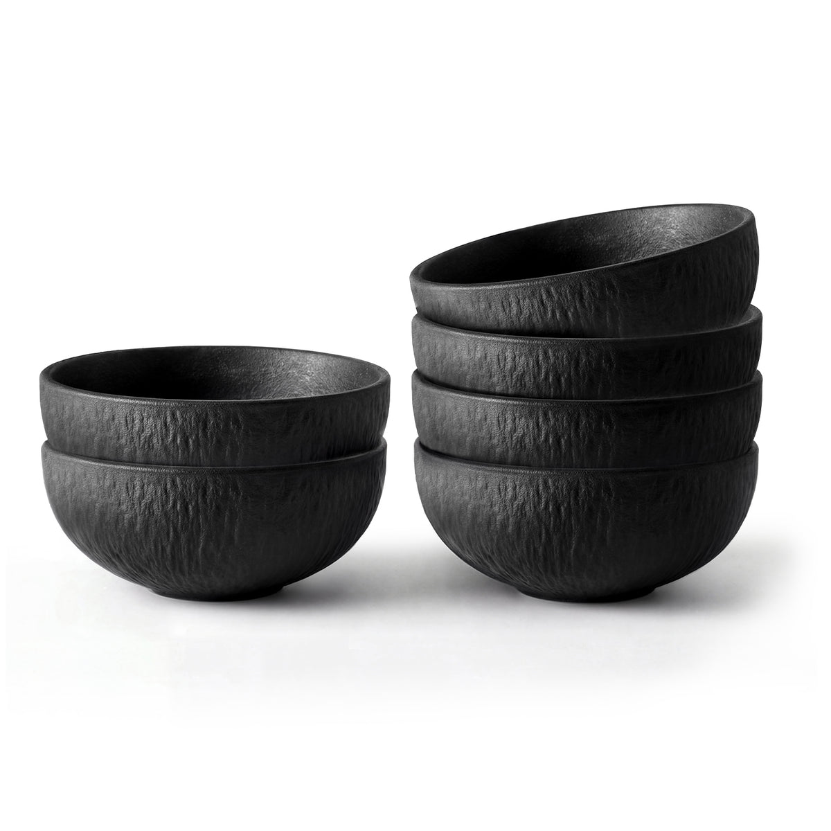 KINGSTONE Black Bowls Set, 20.4 OZ Matte Marble Pattern Premium Porcelain Soup Bowls, Ceramic Cereal Bowl Set for Salad, Dessert, Pasta, Microwave and Dishwasher Safe