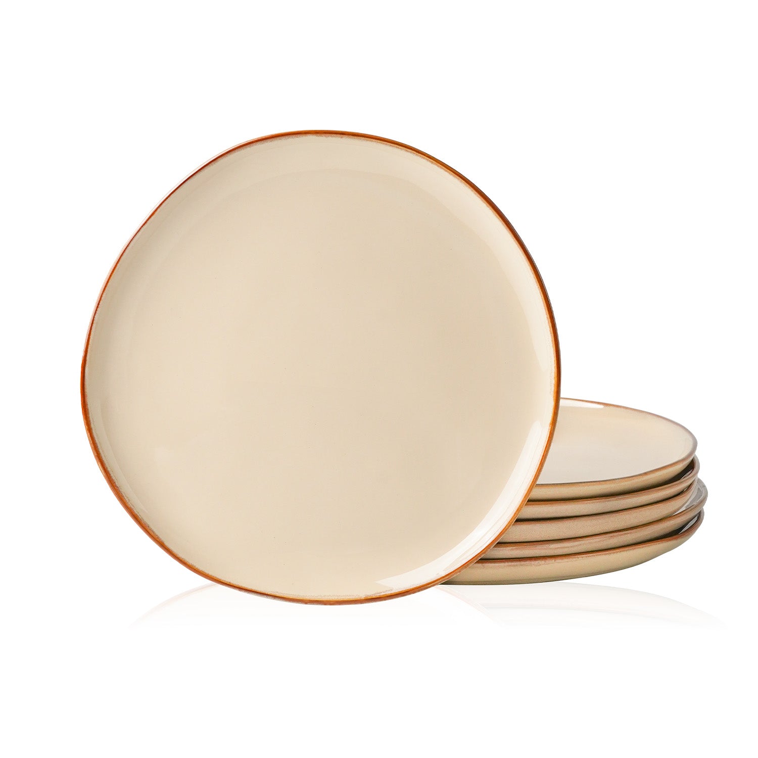 KINGSTONE Stoneware Plate Sets, Reactive Glaze Porcelain Plates with Muted Earth Tones, Rustic Ceramic Dish Set for Home Kitchen, Vintage Farmhouse Dinnerware, Microwave & Dishwasher Safe, 10.75 Inch