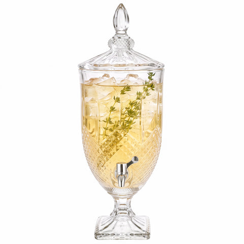 Barocco 1.3 Gallon Vintage Pressed Glass Beverage Dispenser - WM-KS014-1P