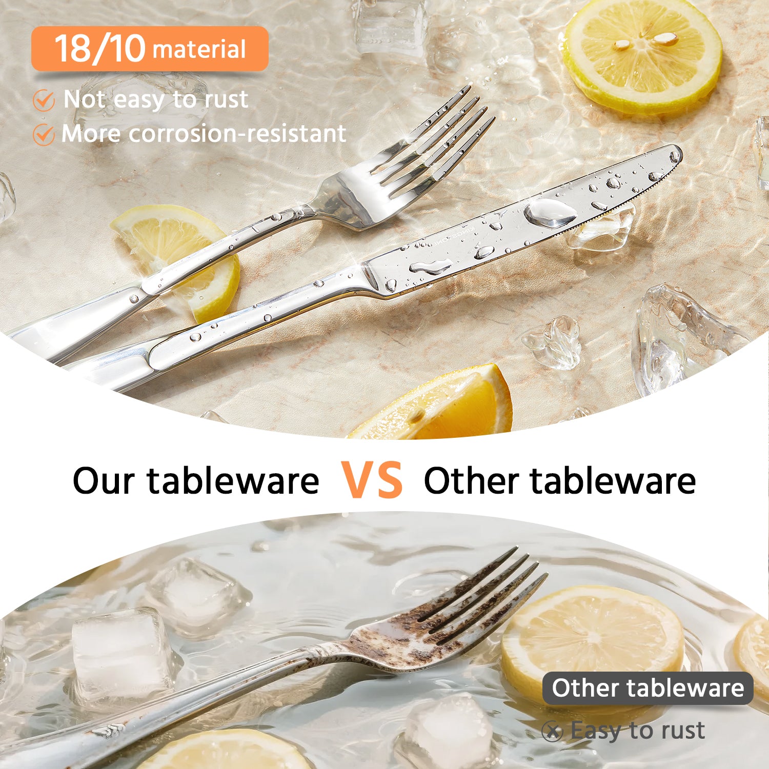 KINGSTONE Silverware Set, Premium Stainless Steel Flatware Set, Heavy Duty and Modern Design Cutlery Set, Mirror Polished, Dishwasher Safe