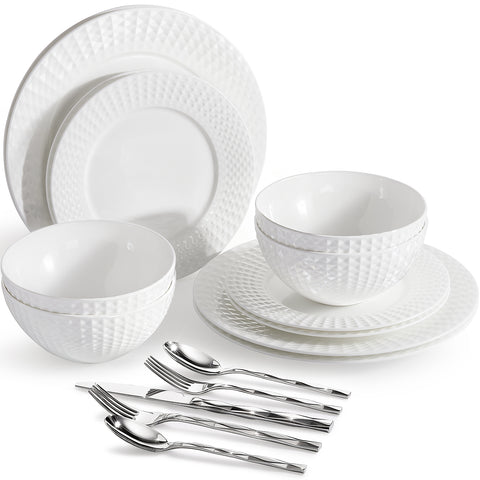 Facet 32 Piece Dinnerware Set, Service for 4 - WK11302-12p+20p